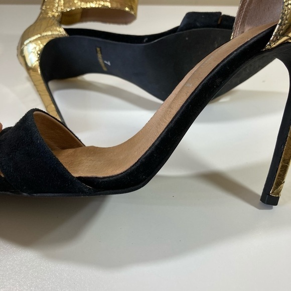 JEFFREY CAMPBELL black & gold ankle wrap pumps 7 - Picture 13 of 14